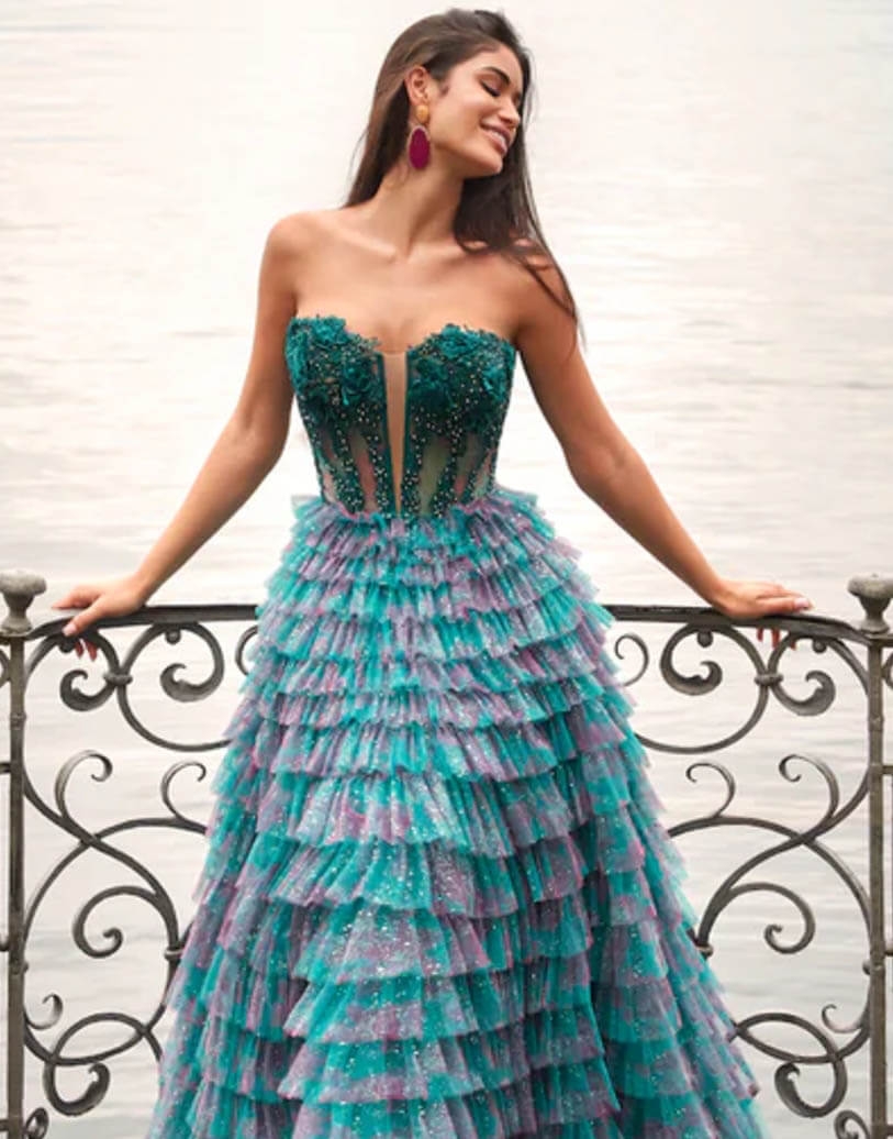 Model wearing a prom dress